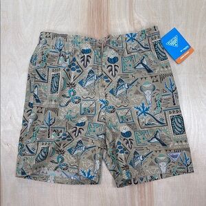 Columbia Kids Swim Trunks - Tan and Blue